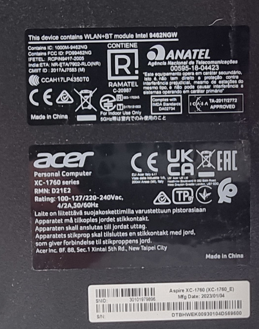 Acer Aspire XC-1760, Core i3 12th Gen, 16GB RAM, 256GB NVMe, 2TB HDD