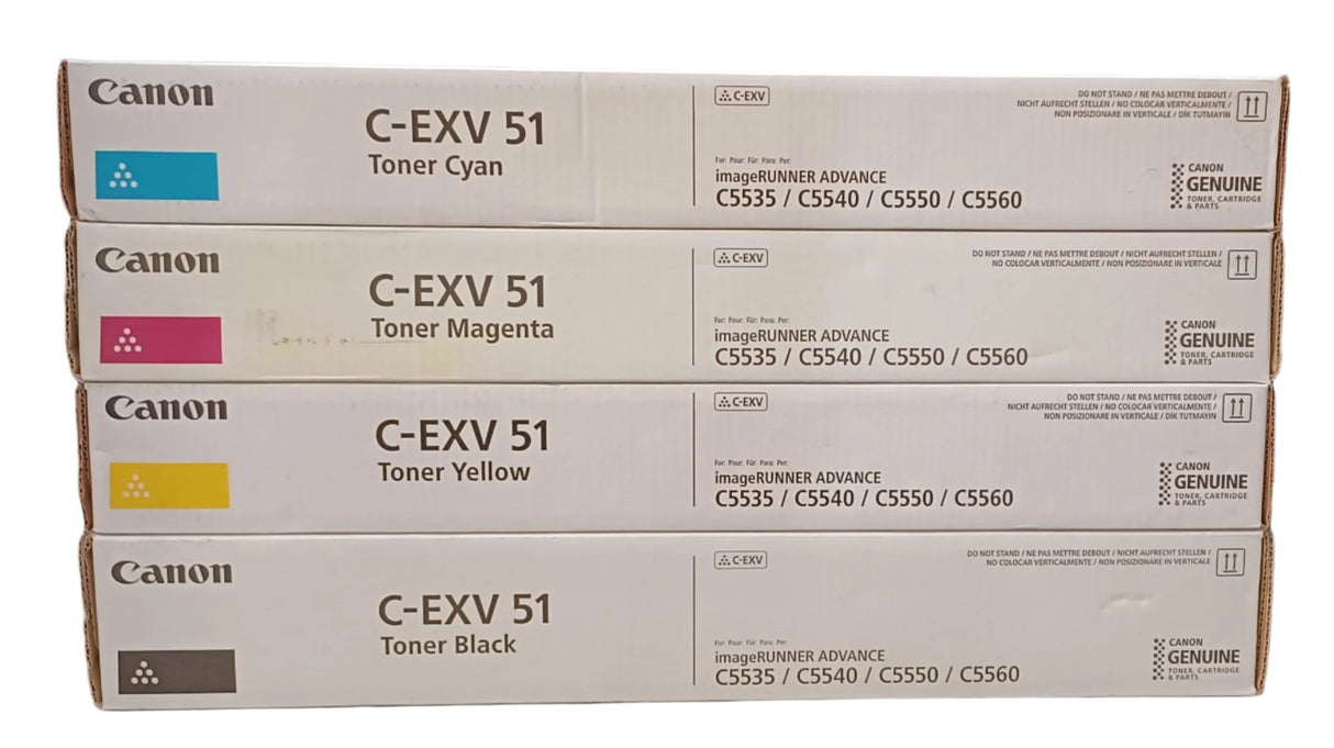 Kit de toners authentiques scellés Canon C-EXV 51 CMYK pour imageRUNNER ADVANCE