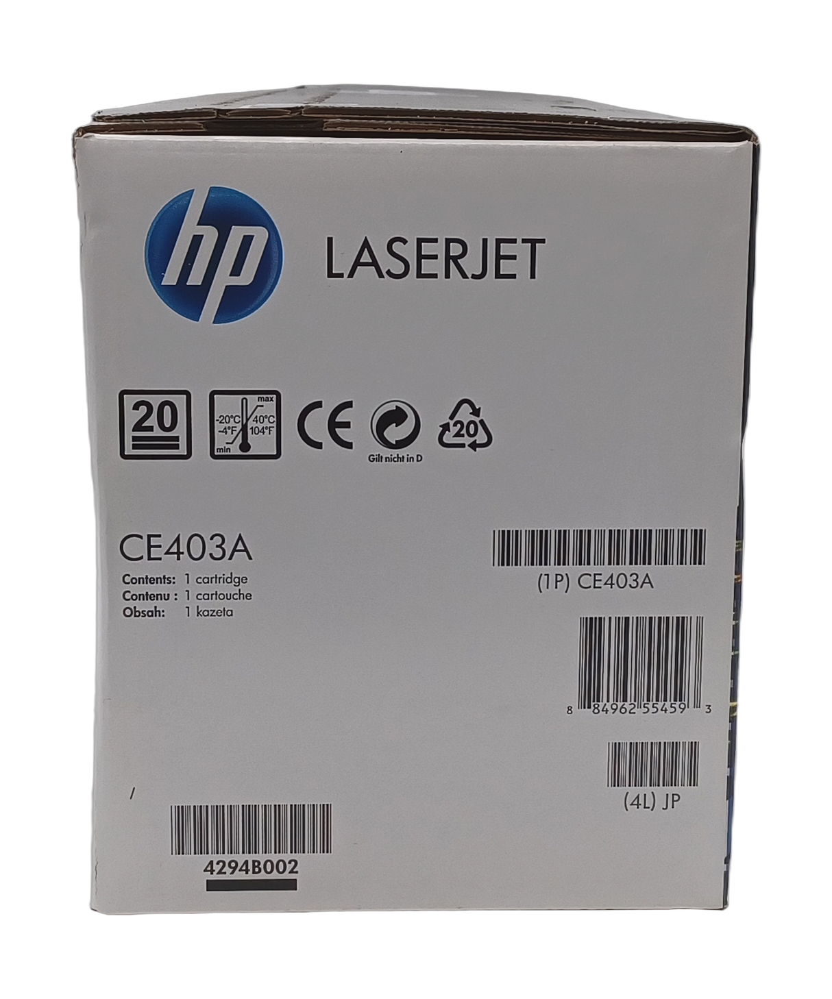 Cartouche de toner laser magenta HP authentique CE403A 507A, livrée dans l'emballage d'origine