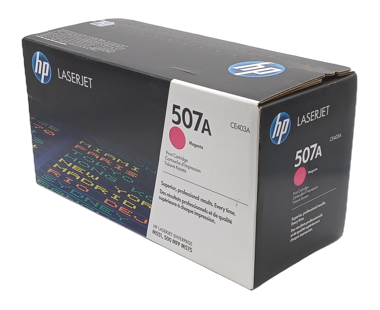 Cartouche de toner laser magenta HP authentique CE403A 507A, livrée dans l'emballage d'origine
