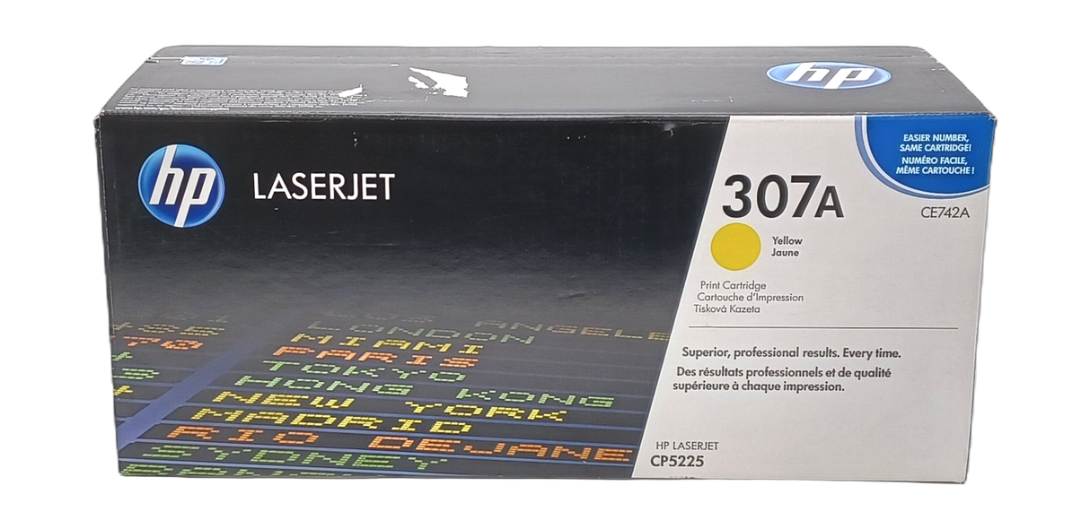 Genuine HP CE742A Yellow Laser Toner Cartridge 307A, Departures Livery