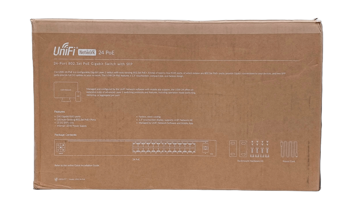 Ubiqiti USW-24-PoE UniFi 24-Port 802.3at Layer2 PoE Gigabit Switch with PoE