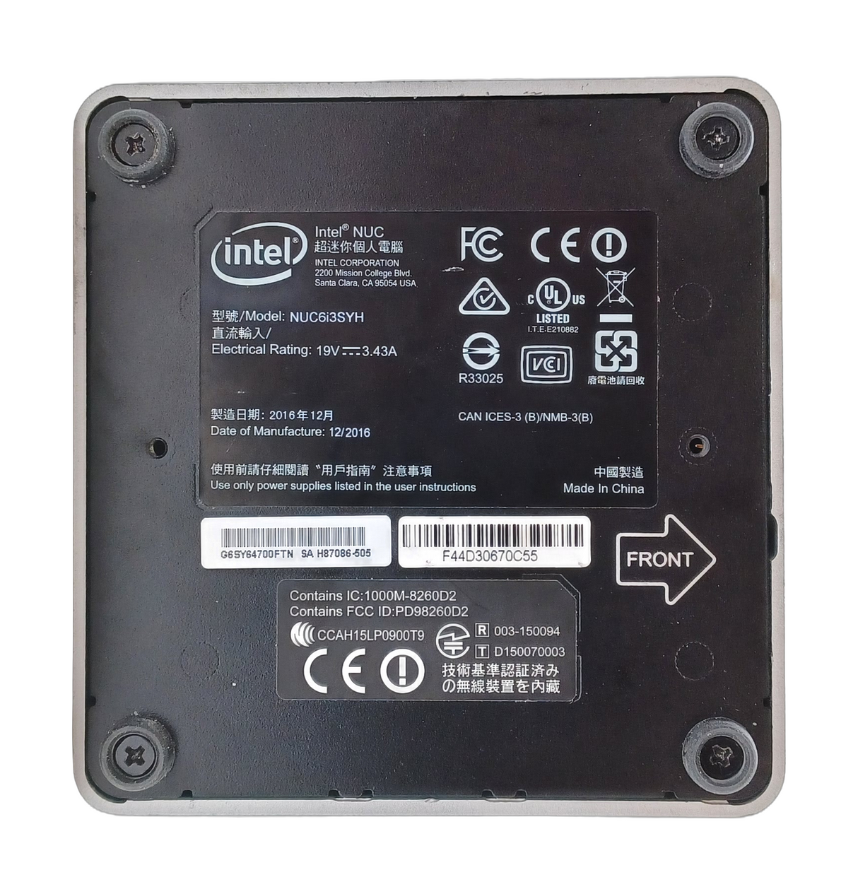 Intel NUC6i3SYH NUC PC : Processeur i3 6e génération, 8 Go de RAM, SSD 128 Go, Windows 10
