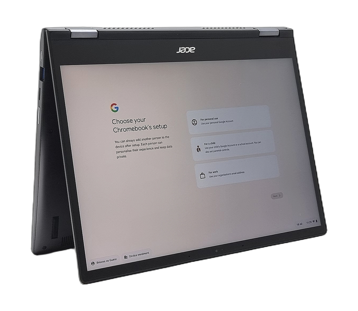 Ordinateur portable convertible Acer Chromebook Spin 713, écran 13" Core i5 11e génération, 8 Go de RAM, SSD 256 Go