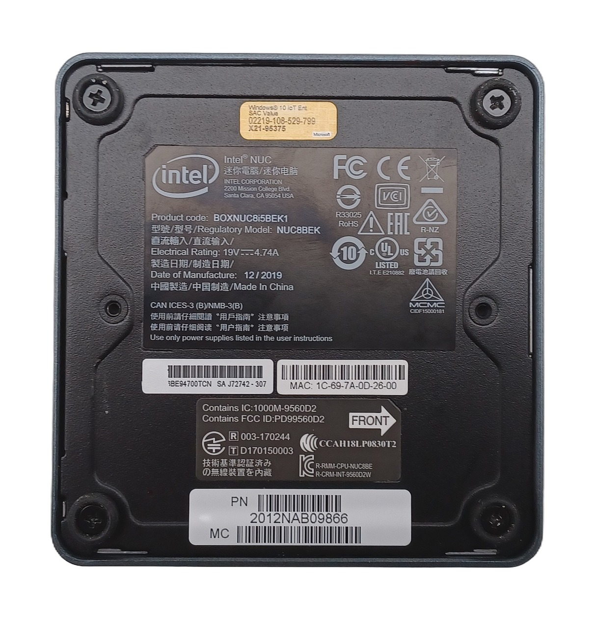 Intel NUC8i5BEK NUC PC, 8th Gen Core i5 CPU, 8GB RAM, 256GB SSD, Windows 11