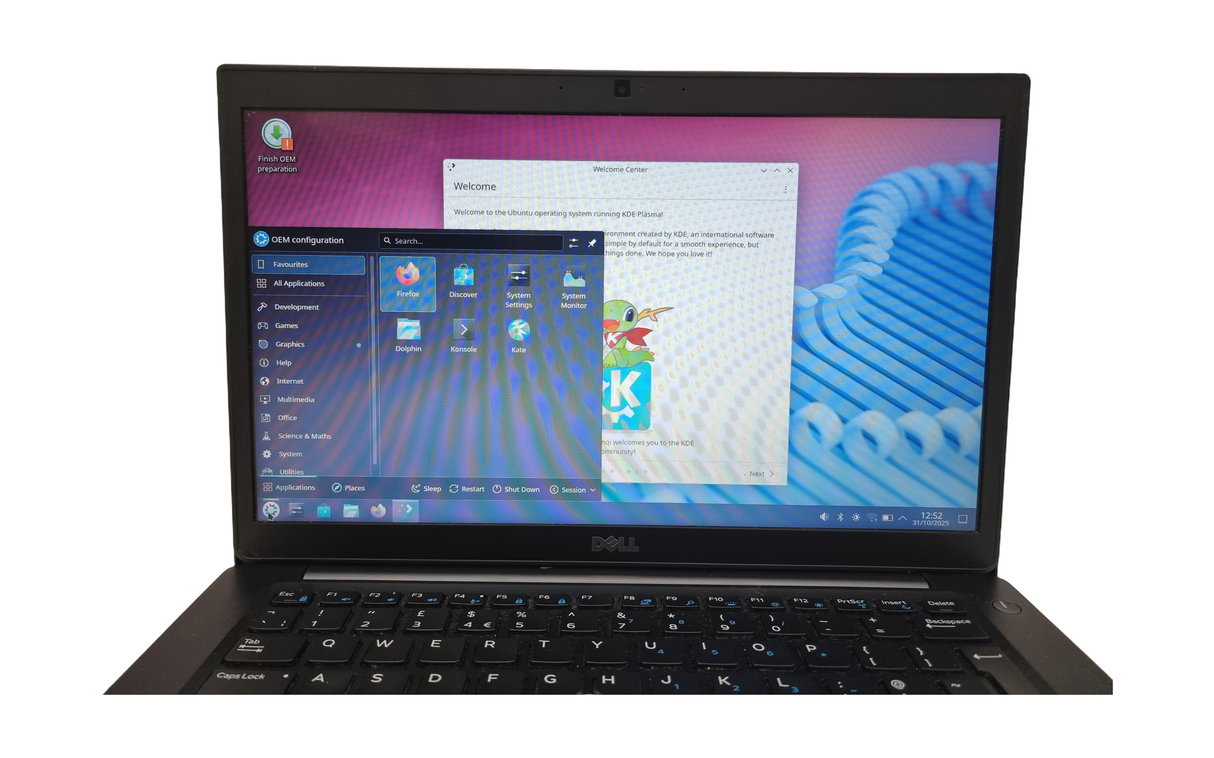 Ordinateur portable Dell Latitude 7480, Core i5 6e génération, 8 Go de RAM, SSD 128 Go, Kubuntu Linux