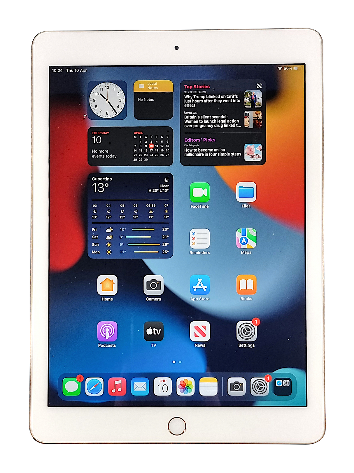 Apple iPad Air 2 Tablet, 16GB, Wi-Fi, Gold, A1566