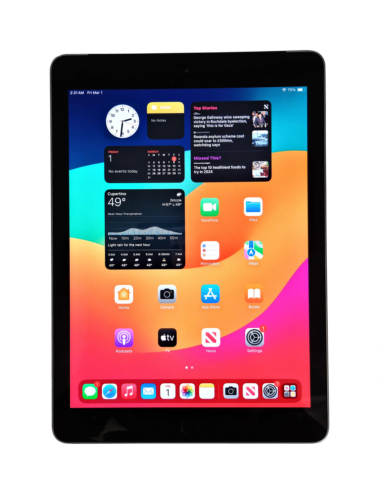 Tablette Apple iPad 6e génération, 128 Go, WiFi + GSM, débloqué, Gris sidéral, A1954