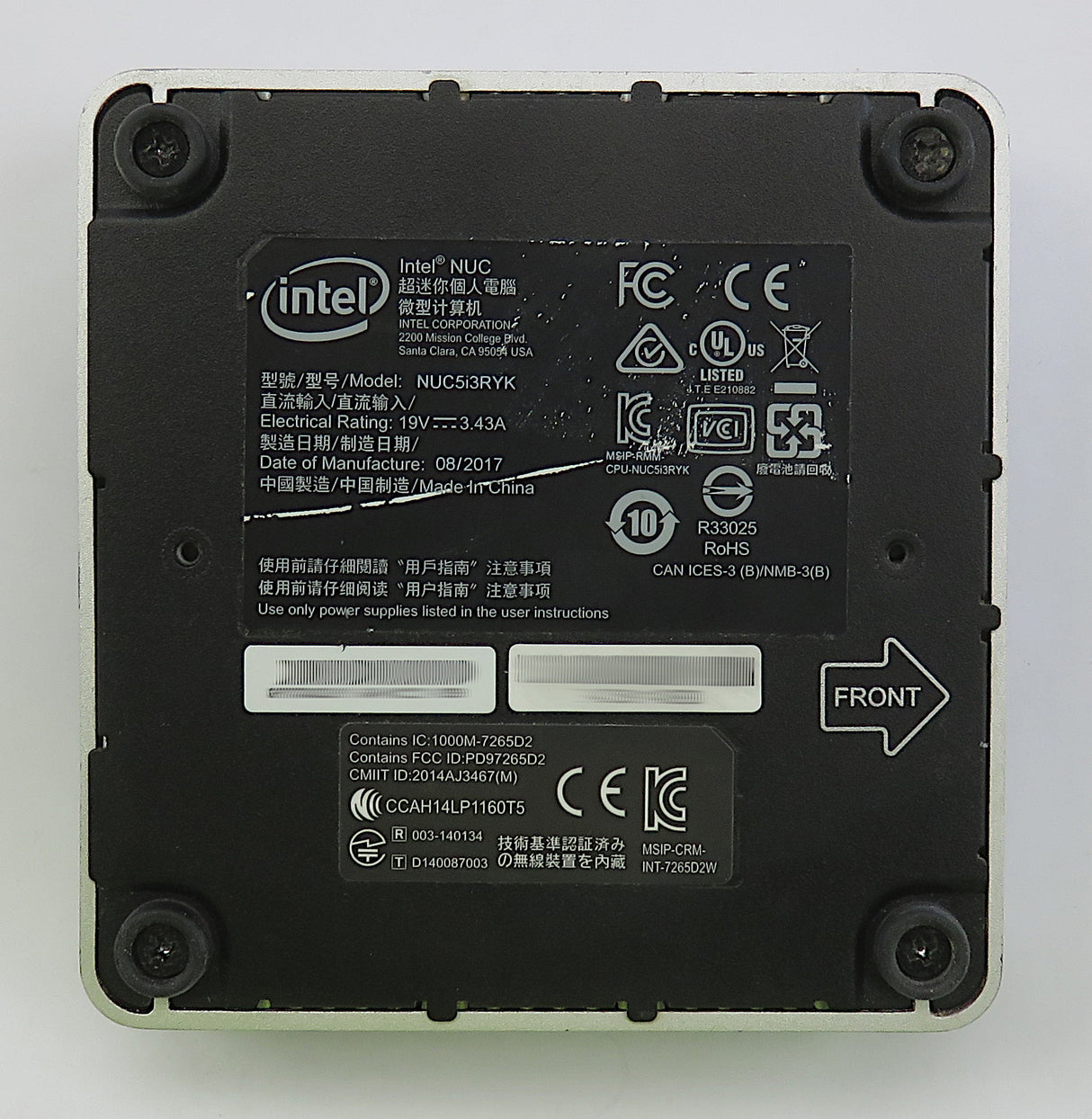 Mini-PC Intel NUC5i3RYK : Core i3-5010U, 8 Go de RAM, SSD 256 Go, Wi-Fi+BT, Windows 10