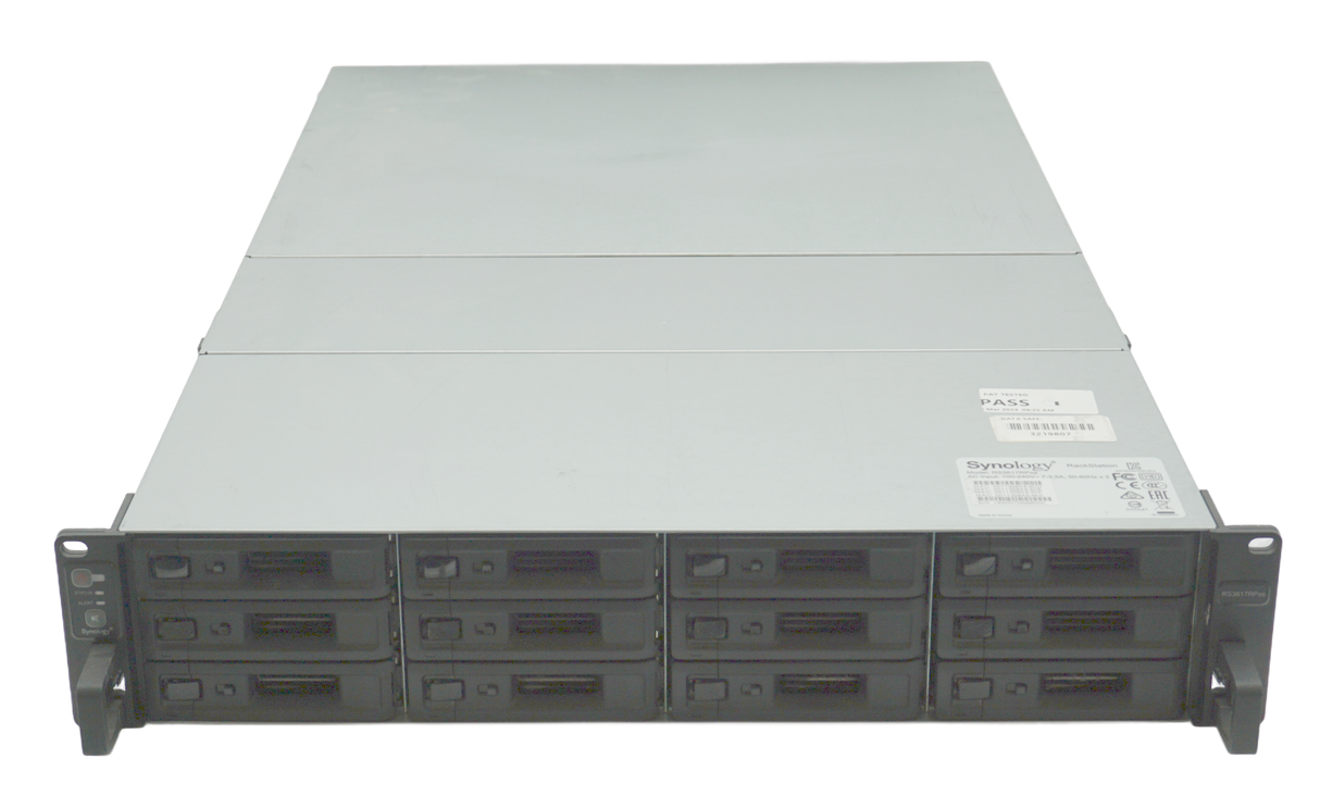 Synology RS3617RPxs 12-Bay Rackmount NAS: 64GB RAM, 4x10GbE (RJ45), Diskless