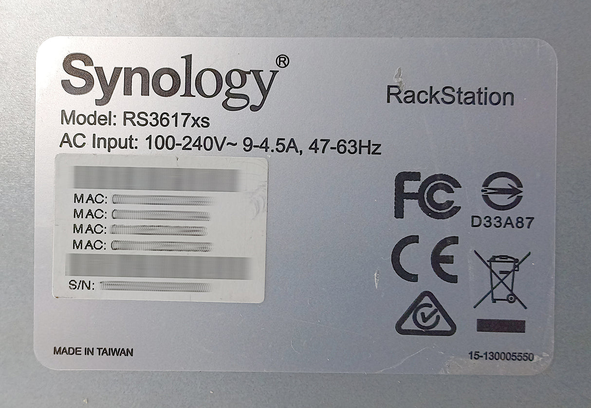 Synology RS3617xs 12-Bay Rackmount NAS: 16GB RAM, Dual-10GbE NIC, Diskless