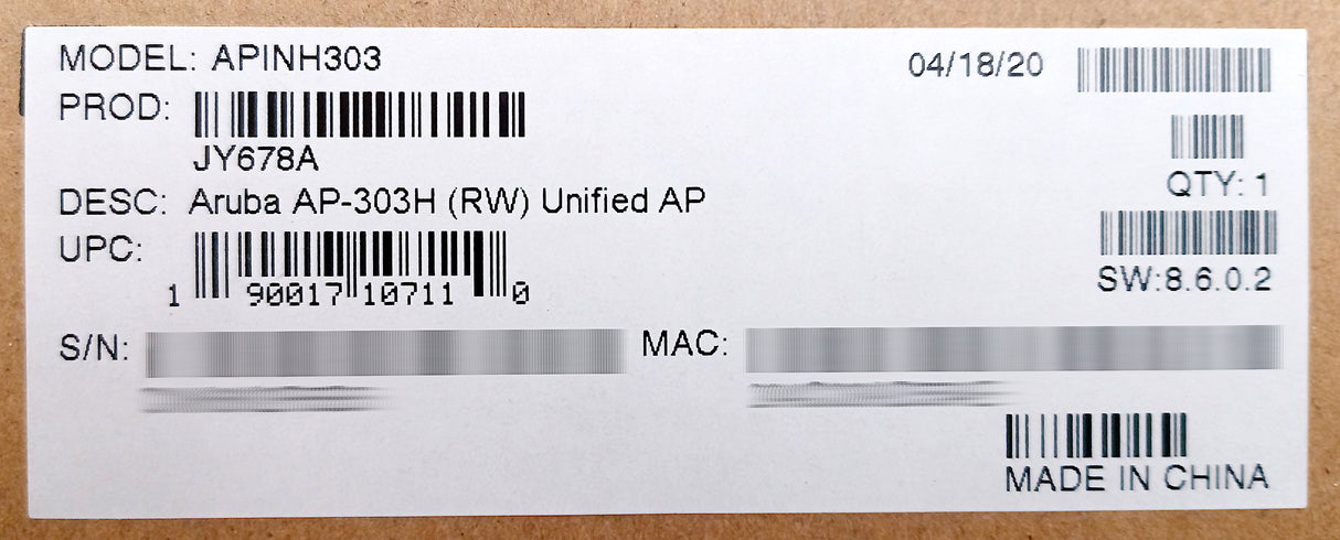 HPE JY678A Aruba AP-303H(RW) Unified Hospitality Access Point 802.11ac Wave 2