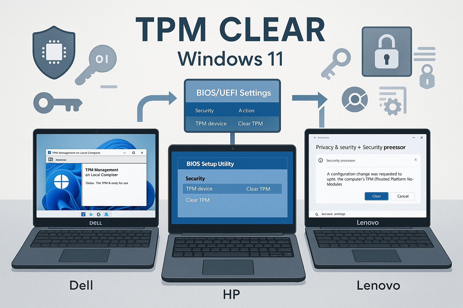 Clearing the TPM on Windows 11, Dell, HP, and Lenovo Laptops