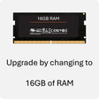 A 16GB RAM module for laptops and desktops, with text highlighting the upgrade feature.