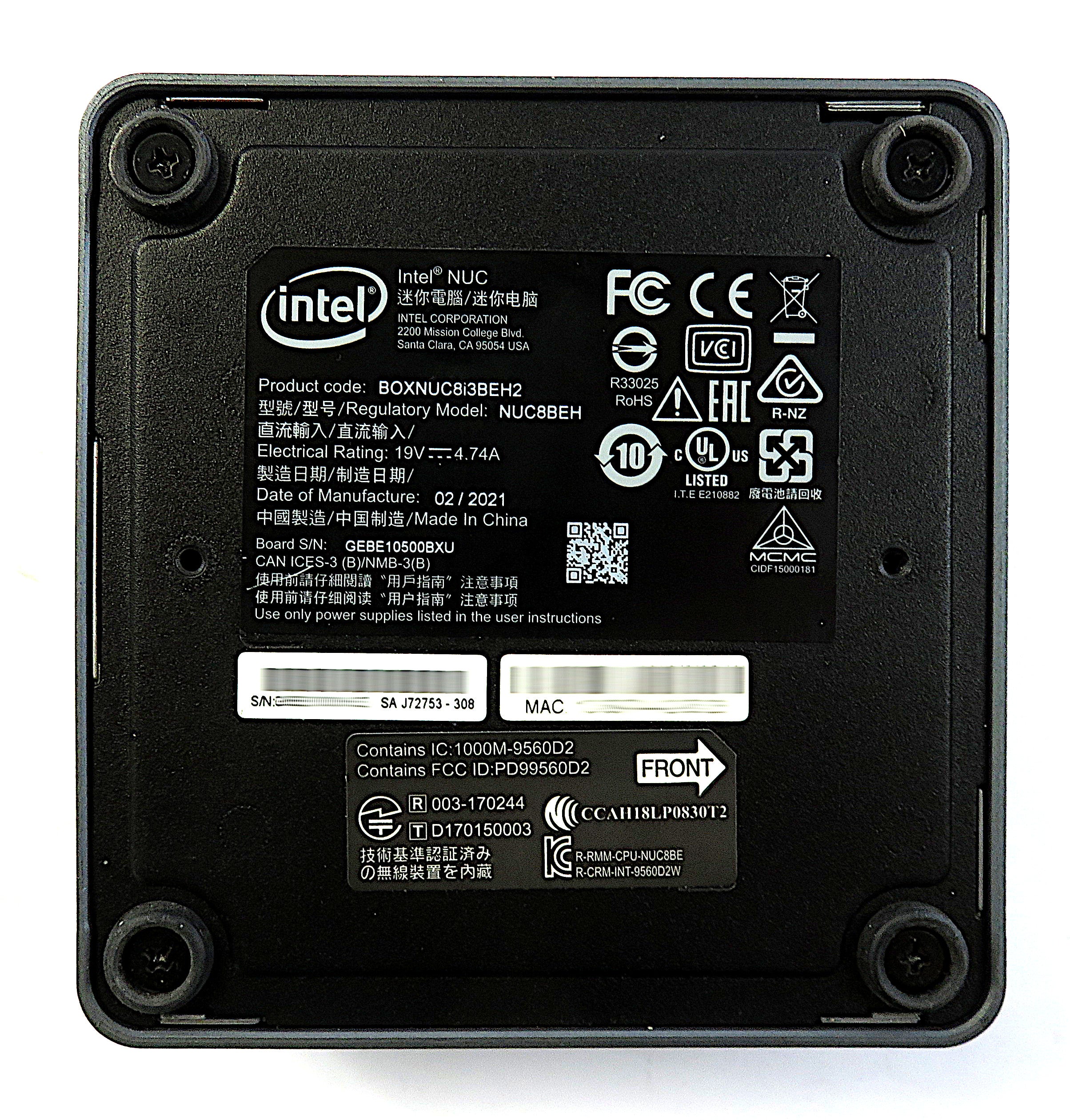 Intel NUC8i3BEH PC: 8th Gen i3 CPU, 8GB RAM, 256GB SSD, WiFi+BT