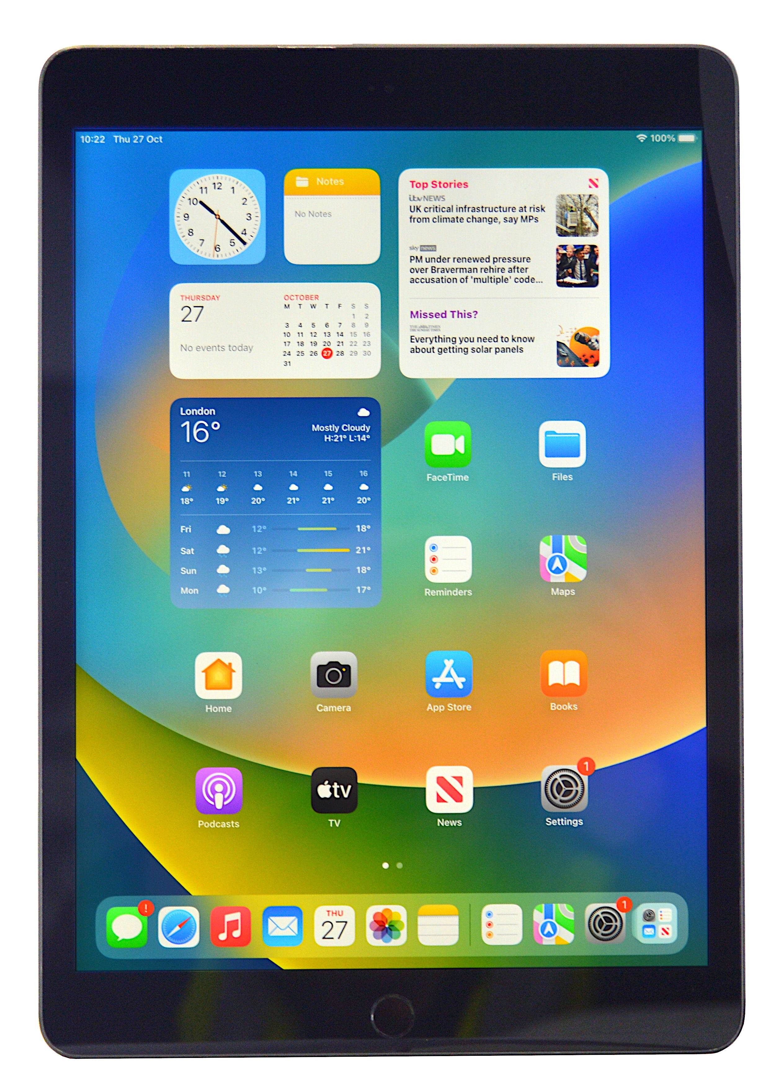 Apple iPad 9th Generation Tablet, 64GB, WiFi, Space Grey, A2602