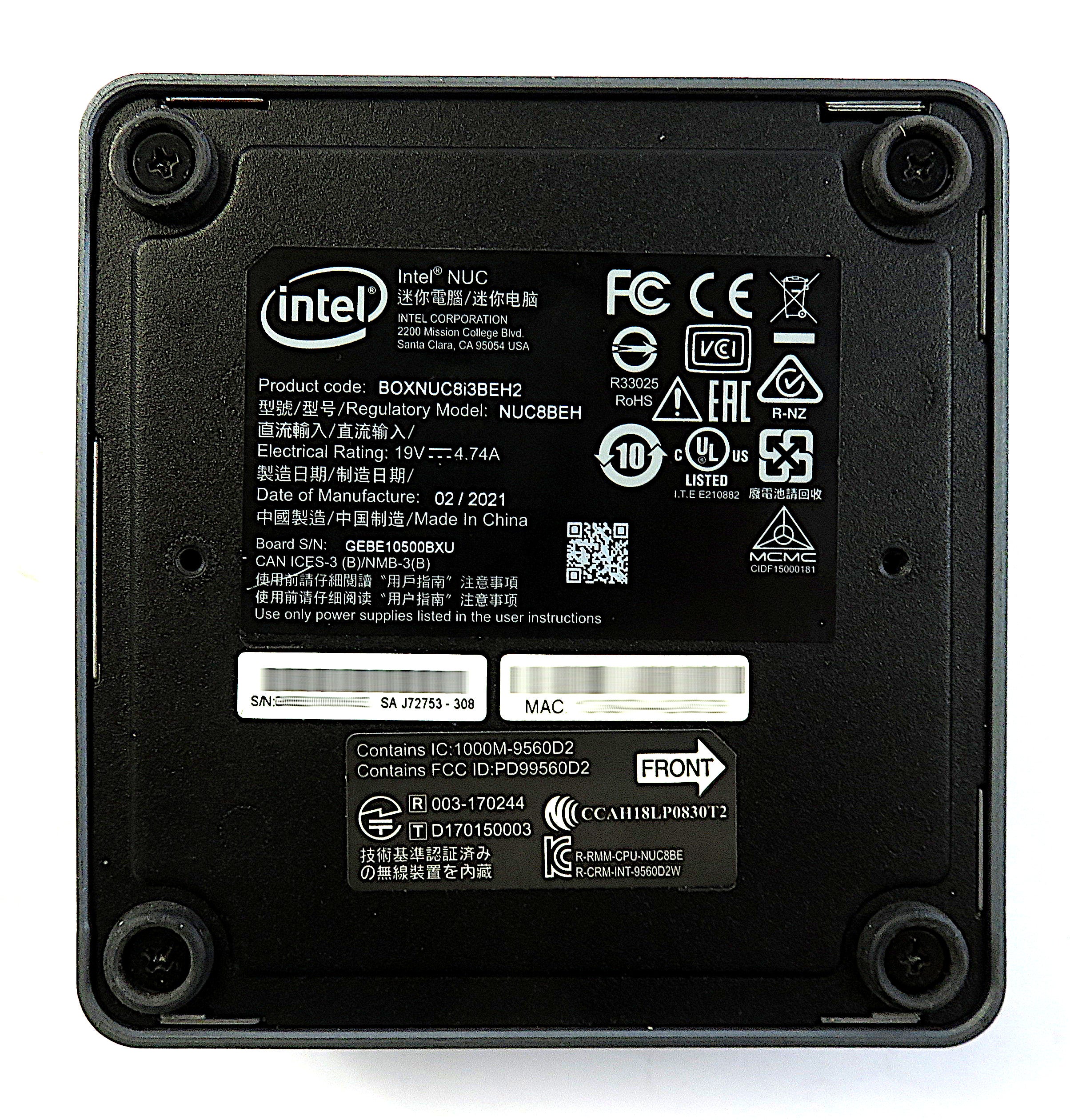 Intel NUC8i3BEH PC, i3-8109U CPU, 16GB RAM, 256GB NVMe, 512GB SSD