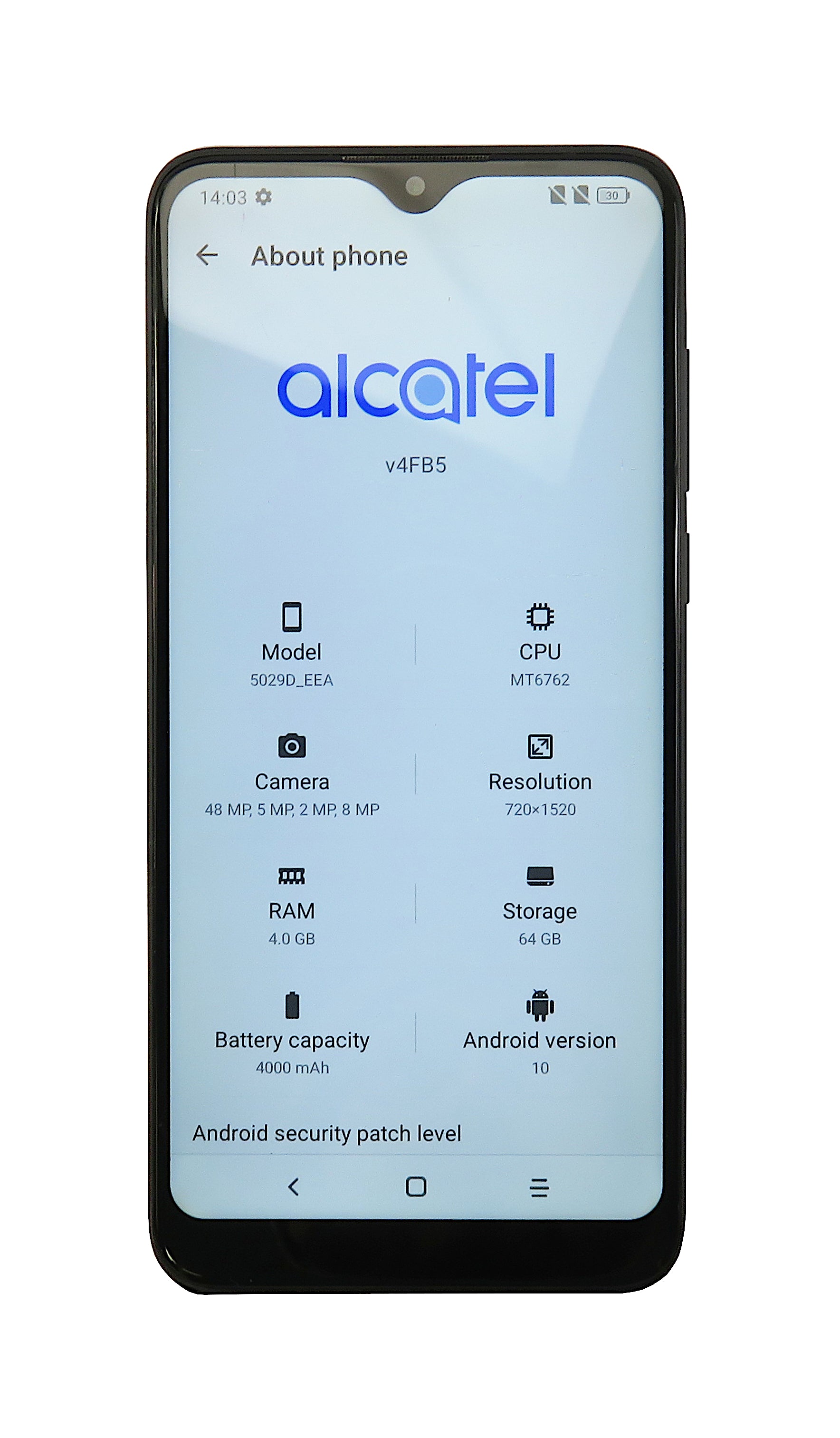 Alcatel 3L 5029D 2020 64GB 4G Vodafone Dark Chrome Android 10